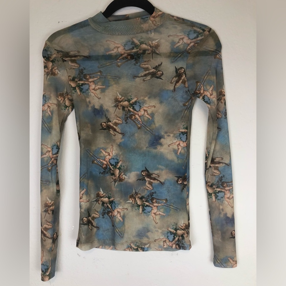 Sweet Lilac Long Sleeve Cherub Mesh Top Size:XS